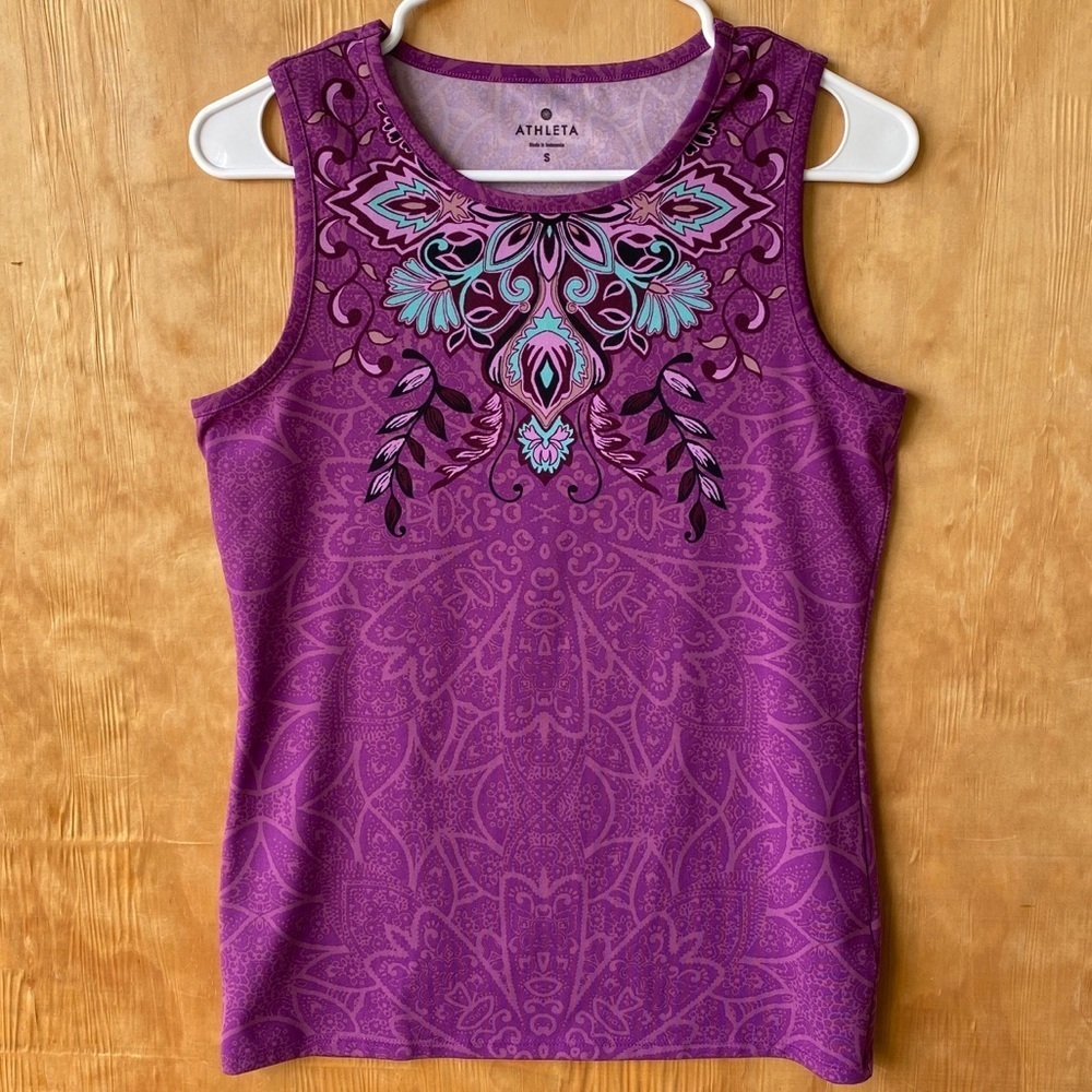 Athleta Purple Batik Mandala Quick Dry Athletic Tank Top